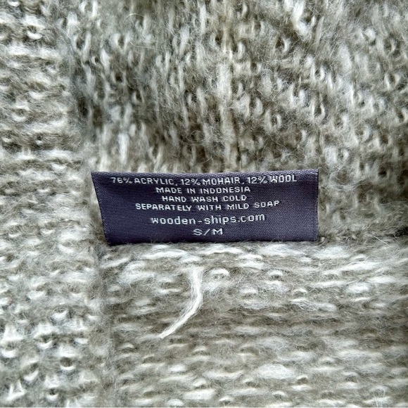 Wooden Ships Dylan Open Cardigan Sweater Blazer Gray Green White Shawl Collar - Picture 12 of 13